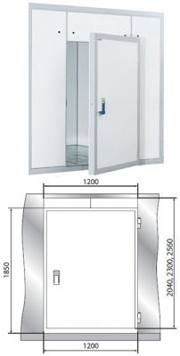 Дверной блок с контейнерной дверью высота камеры 246 см - 180-230-80